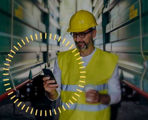 Man on phone monitoring the use of machines in operation